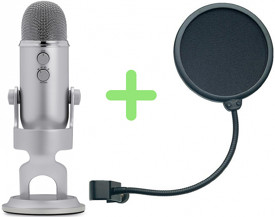 Микрофон Blue Microphones Yeti + поп-фильтр Konig & Meyer 23956-000-55 (Silver) купить в интернет-магазине icover