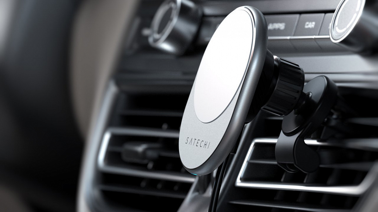 Автодержатель Satechi Magnetic Wireless Car Charger (Space Gray) купить в интернет-магазине icover