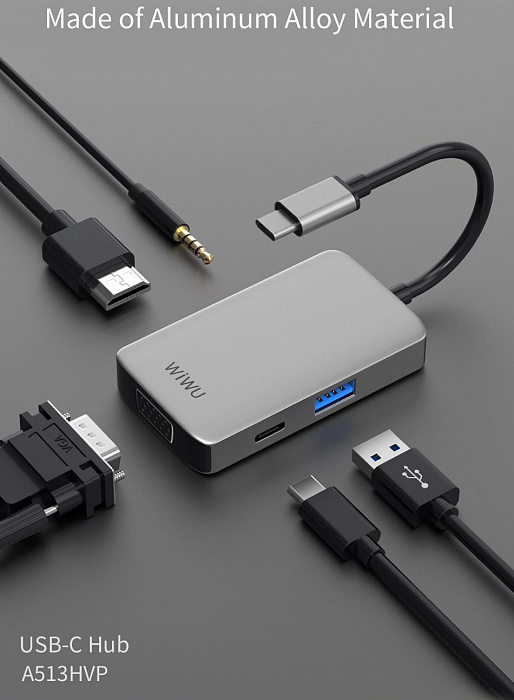 USB-концентратор Wiwu Alpha 513HVP (Grey) купить в интернет-магазине icover