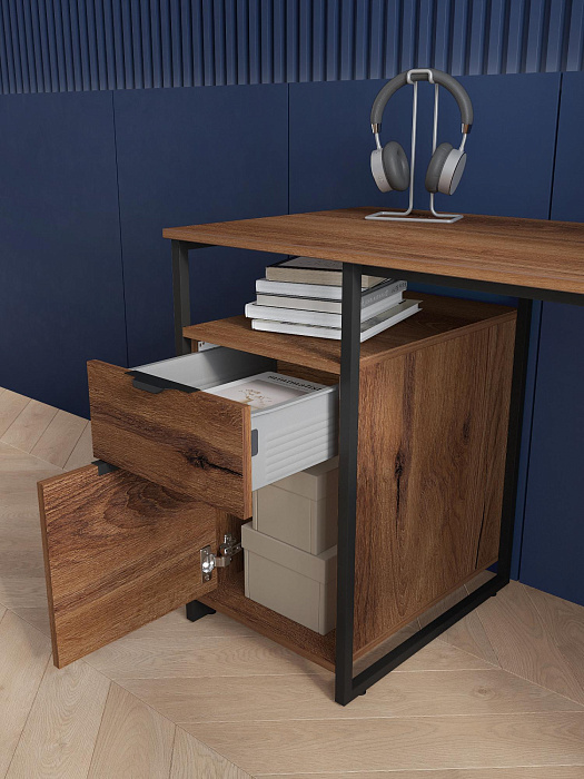 Стол письменный лофт RIDBERG NEVADA (Dark Oak/Black) купить в интернет-магазине icover