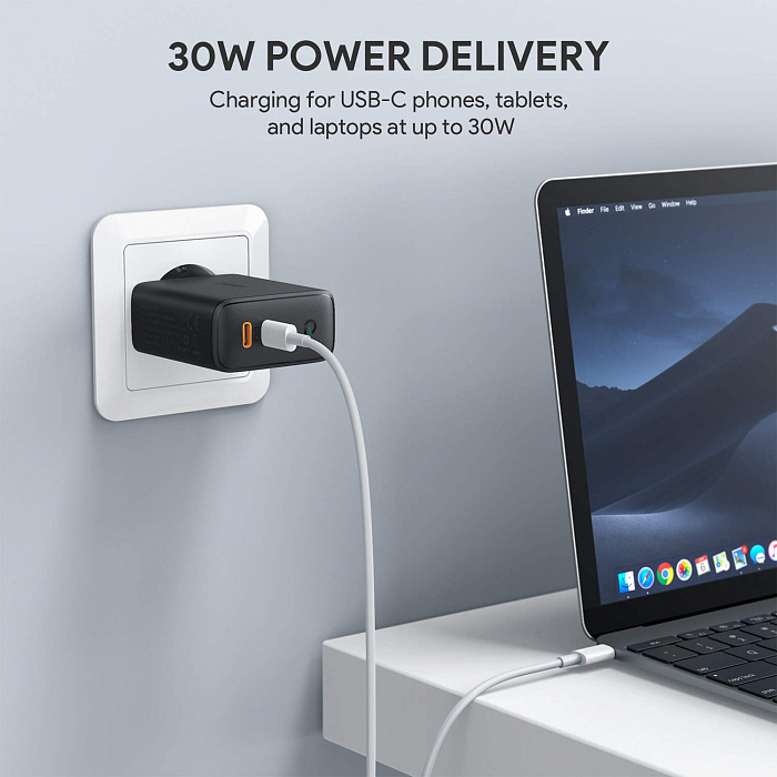 Сетевое зарядное устройство Aukey Dual-Port 36W PD Wall Charger with Dynamic Detect (Black) купить в интернет-магазине icover