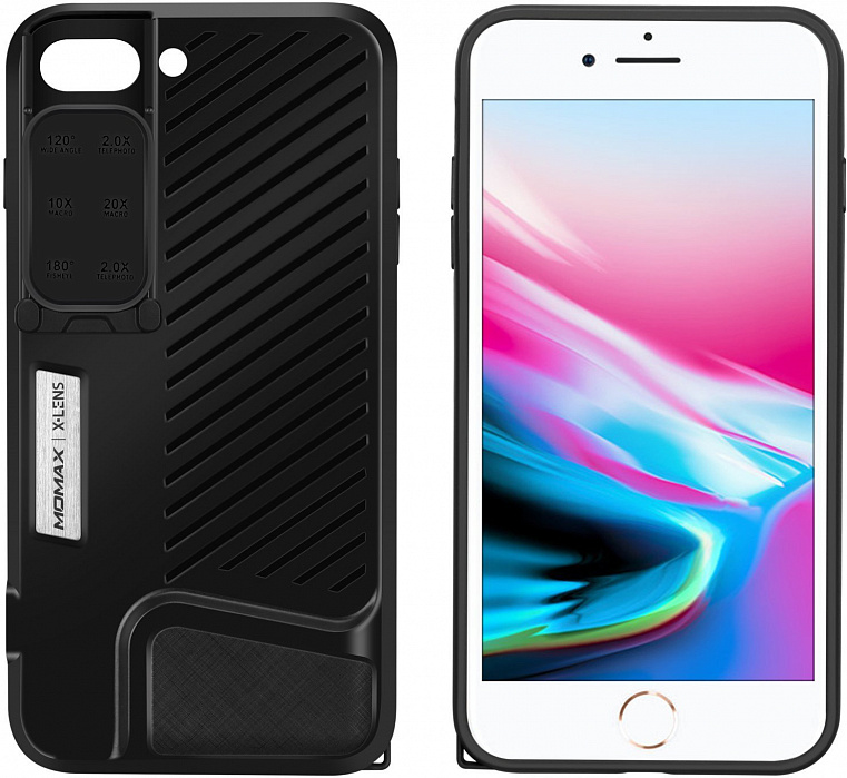 Чехол с объективами Momax 6-in-1 Lens Case CAMC2D для iPhone 7/8 Plus (Black) купить в интернет-магазине icover