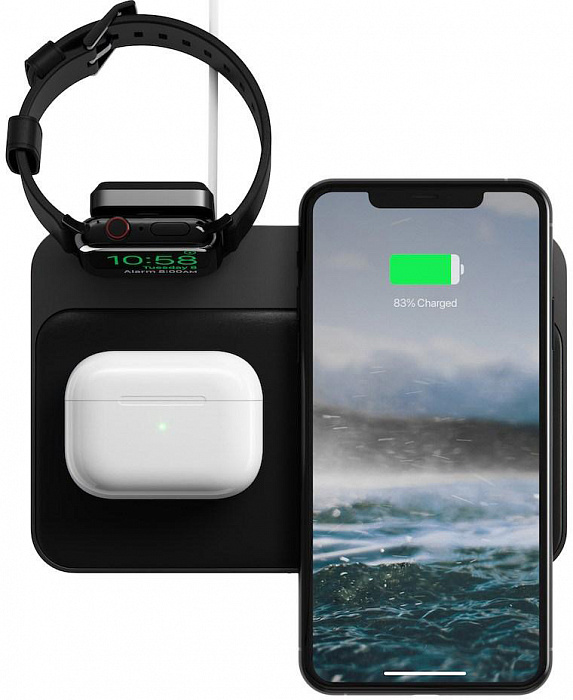 Беспроводное зарядное устройство Nomad Base Station Watch Edition (NM30045AA0) USB-C PD 18W (Black) купить в интернет-магазине icover