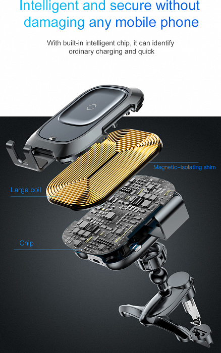Автомобильный сенсорный держатель Baseus Smart Vehicle Bracket Wireless Charger (WXZN-01) для смартфона (Black) купить в интернет-магазине icover