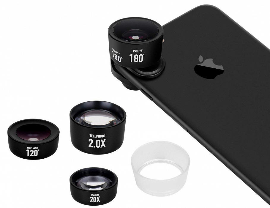 Набор объективов Momax X-Lens Pro 4 in 1 (CAM7W) для смартфона (Black) купить в интернет-магазине icover