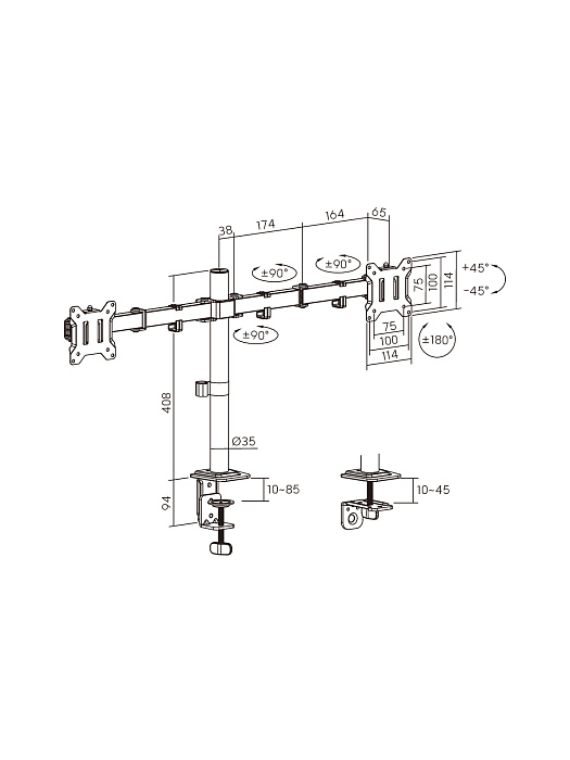 Кронштейн для монитора Ridberg LDT110-C024 (Black) купить в интернет-магазине icover