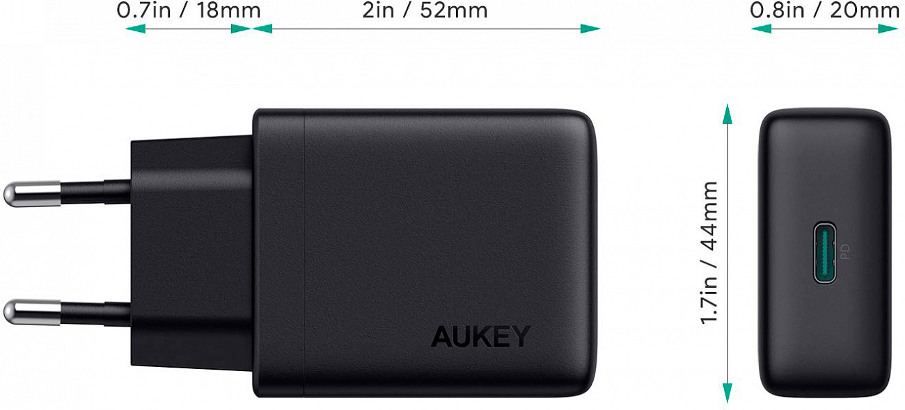 Сетевое зарядное устройство Aukey Wall Charger PD 30W USB-C PA-Y21 (Black) купить в интернет-магазине icover