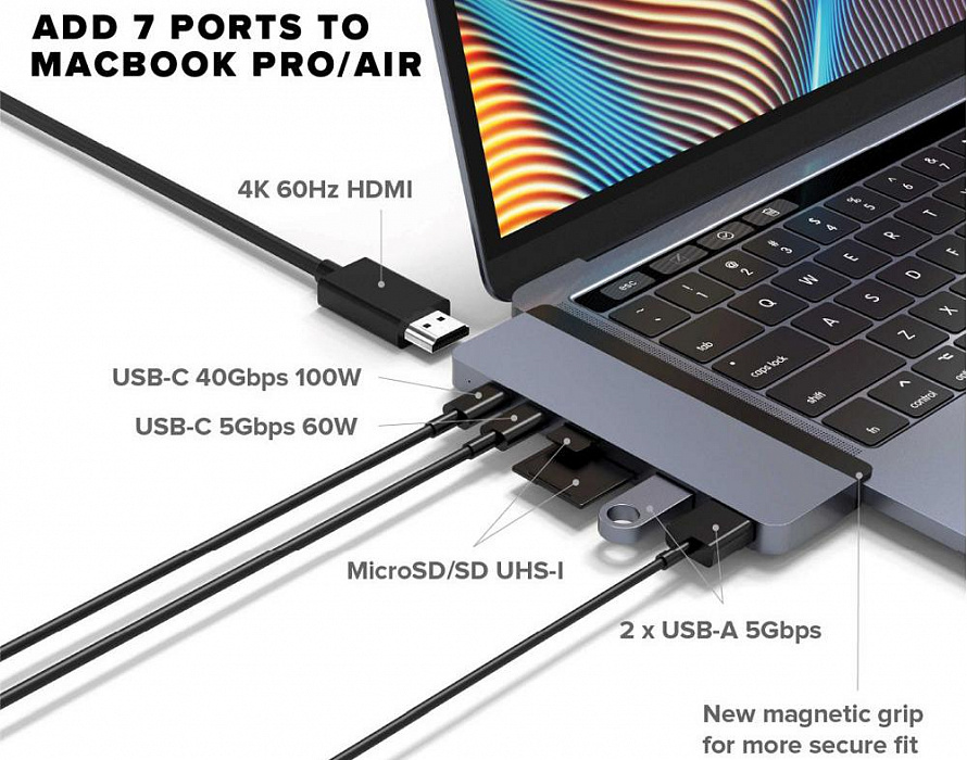 USB-хаб HyperDrive DUO 7-in-2 HD28C (Space Grey) купить в интернет-магазине icover