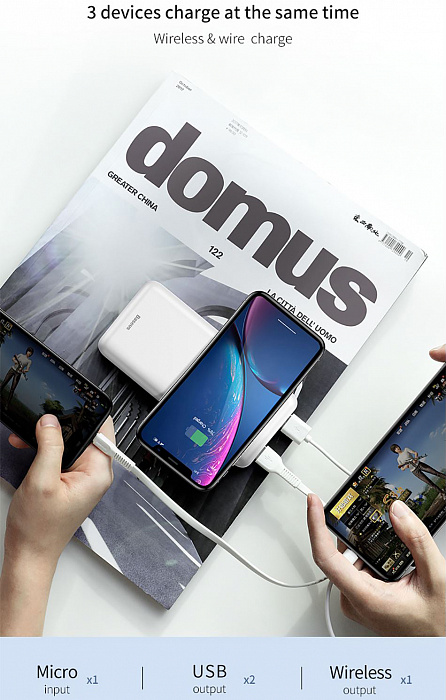 Внешний аккумулятор Baseus M36 Wireless Charger (PPALL-M3601) 10000 mAh (Black) купить в интернет-магазине icover