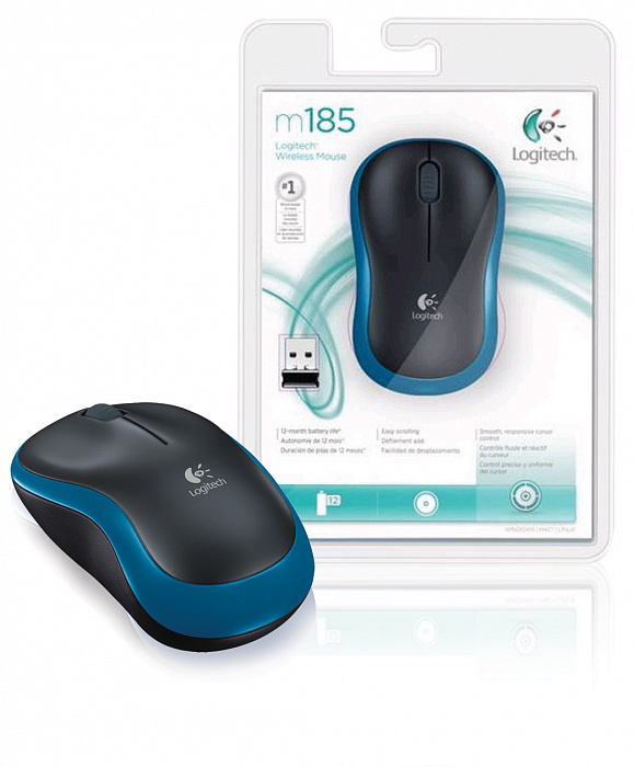 Беспроводная мышь Logitech Wireless Mouse M185 910-002239 (Blue/Black) купить в интернет-магазине icover