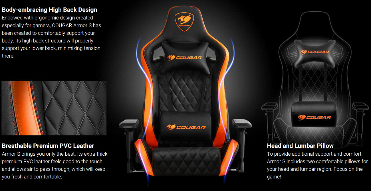 Игровое кресло Cougar Armor S (Black) купить в интернет-магазине icover