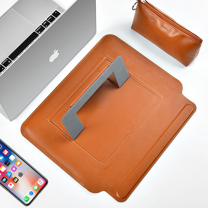 Чехол Wiwu Skin Pro Portable Stand Sleeve для MacBook Pro 13/Air 13 2018/20 (Black) купить в интернет-магазине icover