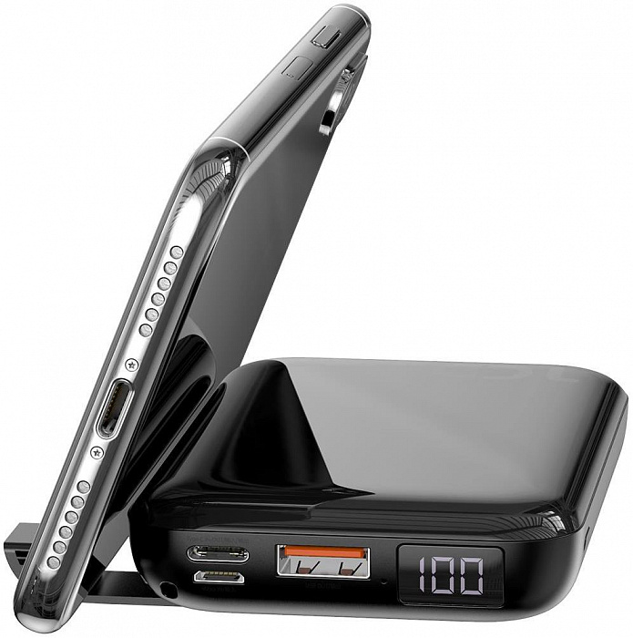 Внешний аккумулятор Baseus Mini S Bracket 10W Wireless Charger 10000mAh (Black) купить в интернет-магазине icover