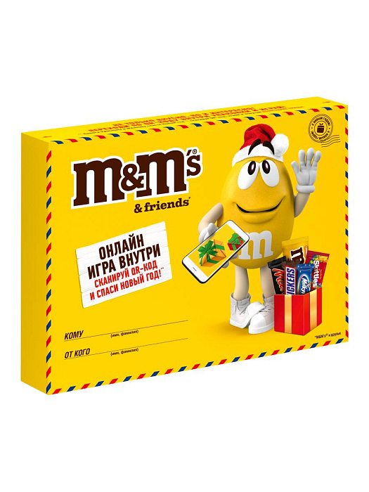 Сладкий подарок M&M's & Friends Посылка на Новый Год, набор конфет M&M's, Snickers, Twix, Bounty, Milky Way и Mars с онлайн-игрой внутри (4 х 99 г.) купить в интернет-магазине icover