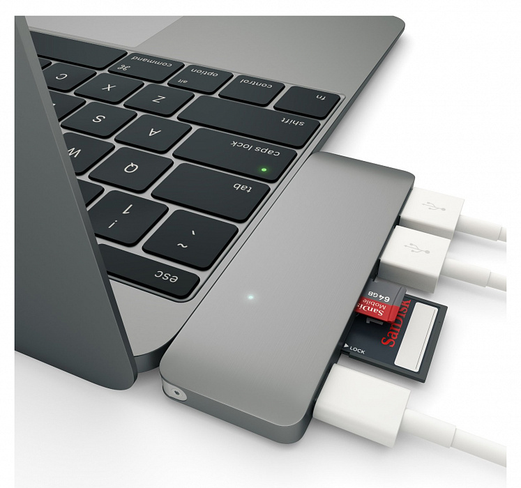 USB-хаб Satechi Combo Hub 3 in 1 USB Type-C ST-TCUPM (Space Grey) купить в интернет-магазине icover