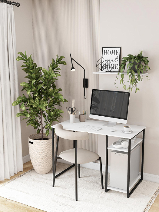 Стол письменный с полкой для ПК RIDBERG GILBERT (White/Black) купить в интернет-магазине icover