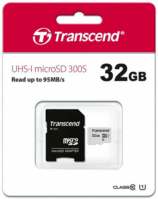 Карта памяти Transcend 300S microSDXC/SDHC 32Gb Class 10 UHS-I U1 (TS32GUSD300S-A) купить в интернет-магазине icover