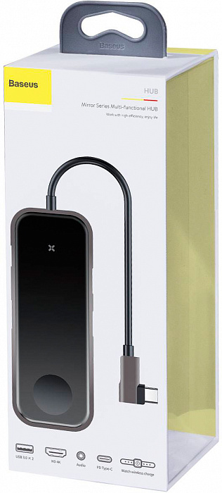 USB-концентратор Baseus Mirror Series Multifunctional Wireless Charger USB-C CAHUB-AZ0G (Black) купить в интернет-магазине icover