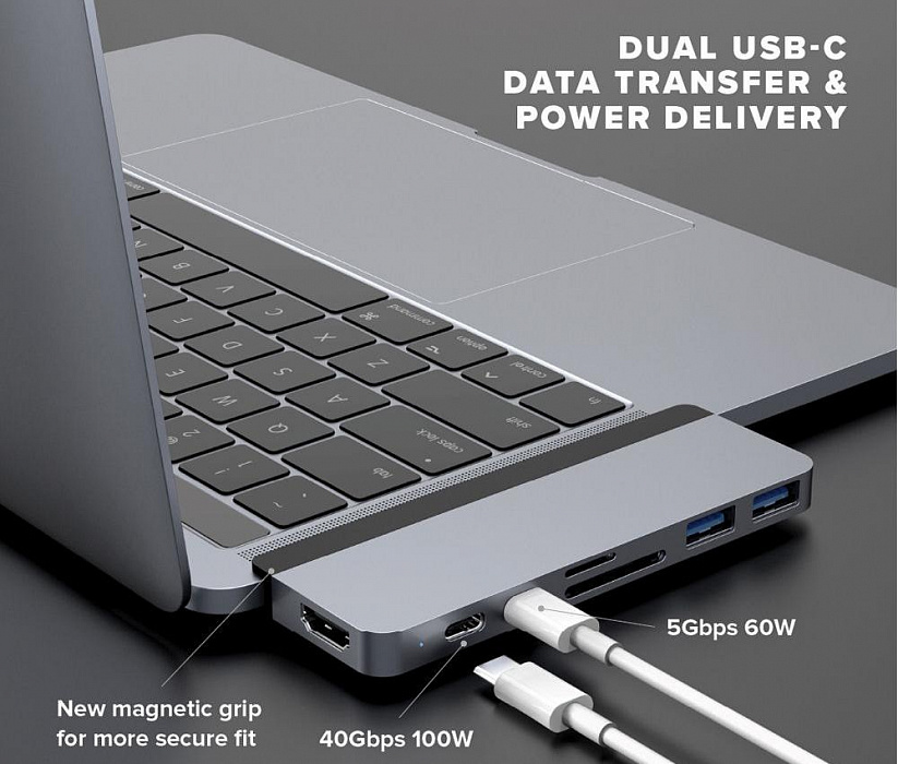 USB-хаб HyperDrive DUO 7-in-2 HD28C (Space Grey) купить в интернет-магазине icover