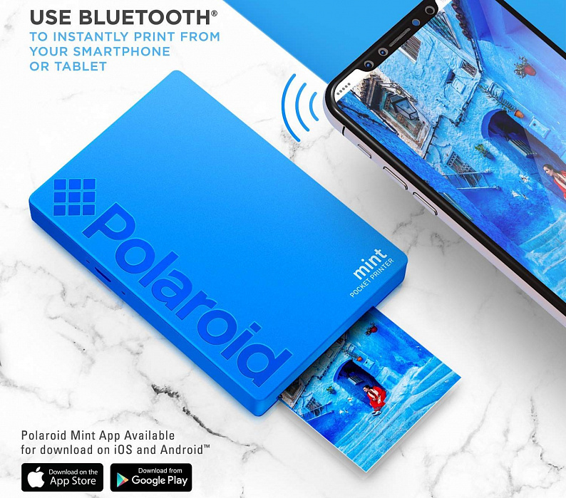 Портативный принтер Polaroid Mint (Blue) купить в интернет-магазине icover