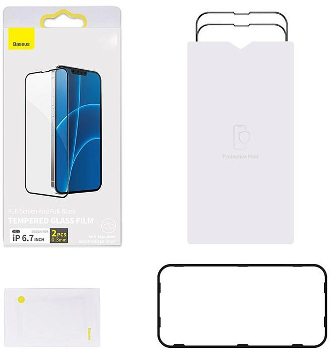 Защитное стекло Baseus 0.3mm Full-screen and Full-glass Tempered Glass Film (SGQP010201) для iPhone 13 Pro Max (Black) купить в интернет-магазине icover