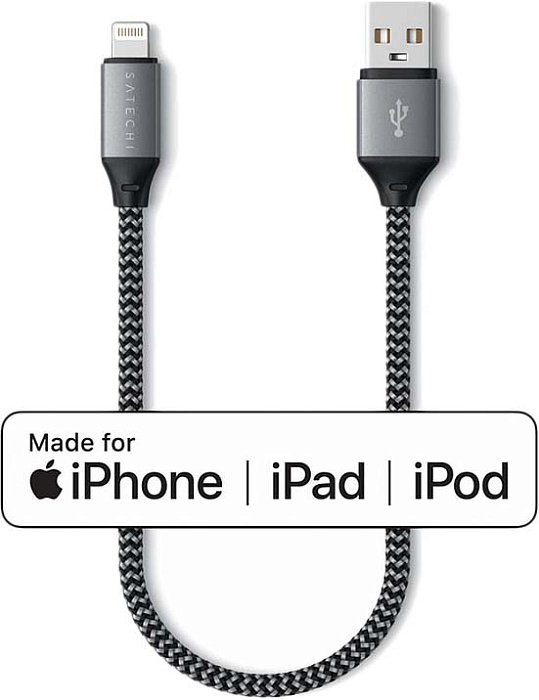 Кабель Satechi ST-TAL10M USB-A/Lightning 25cm (Space Grey) купить в интернет-магазине icover