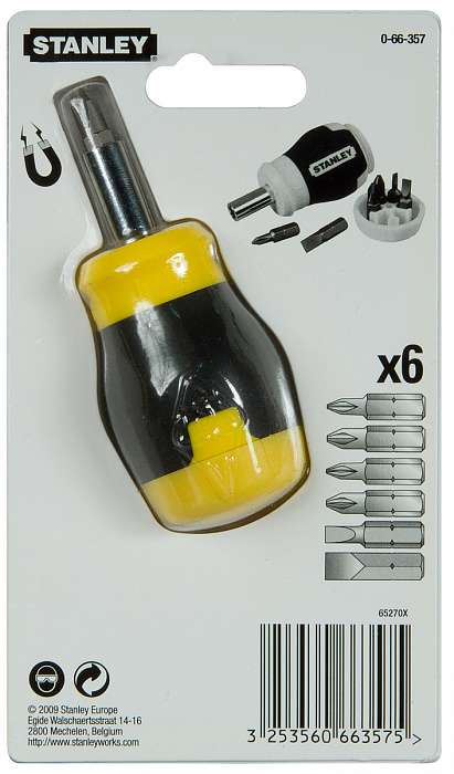 Отвертка с битами Stanley Stubby Multibit (0-66-357) купить в интернет-магазине icover
