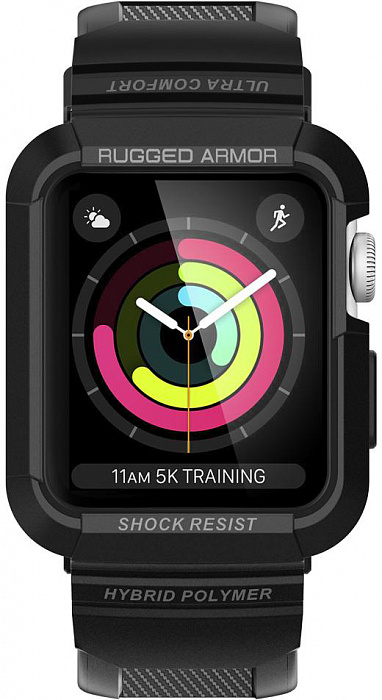 Чехол с ремешком Spigen Rugged Armor Pro для Apple Watch series 7/SE/6/5/4 45mm/44mm (Black) купить в интернет-магазине icover