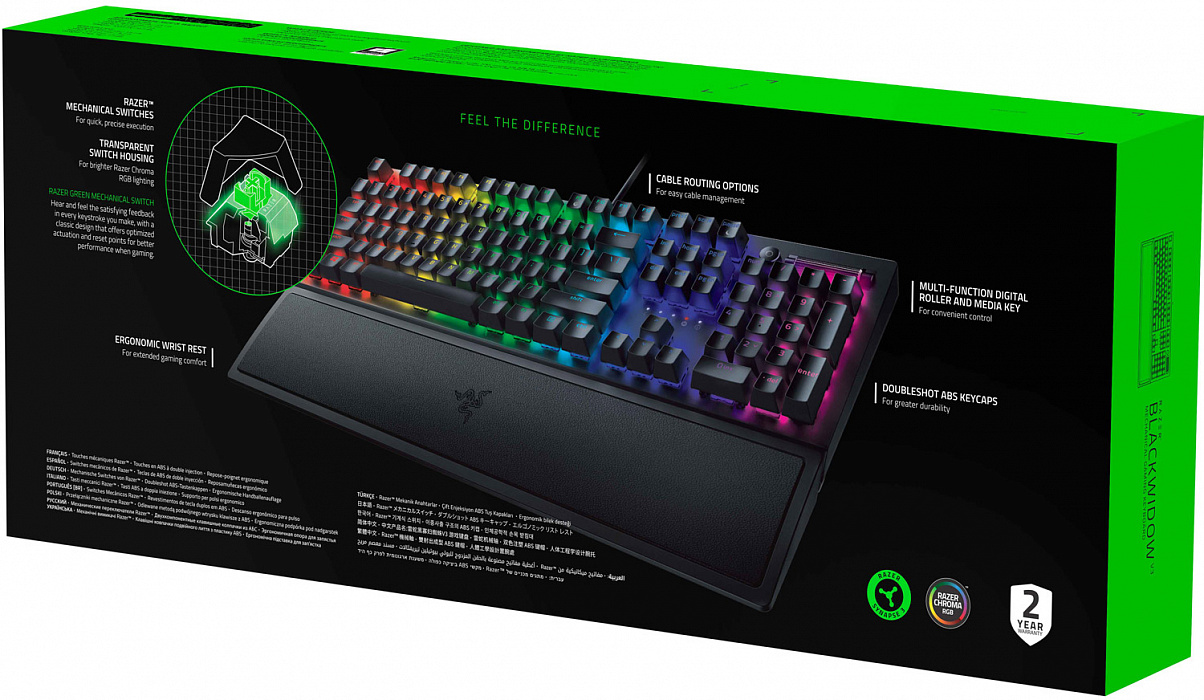 Игровая клавиатура Razer BlackWidow V3 Green Switch Russian Layout (RZ03-03540800-R3R1) купить в интернет-магазине icover