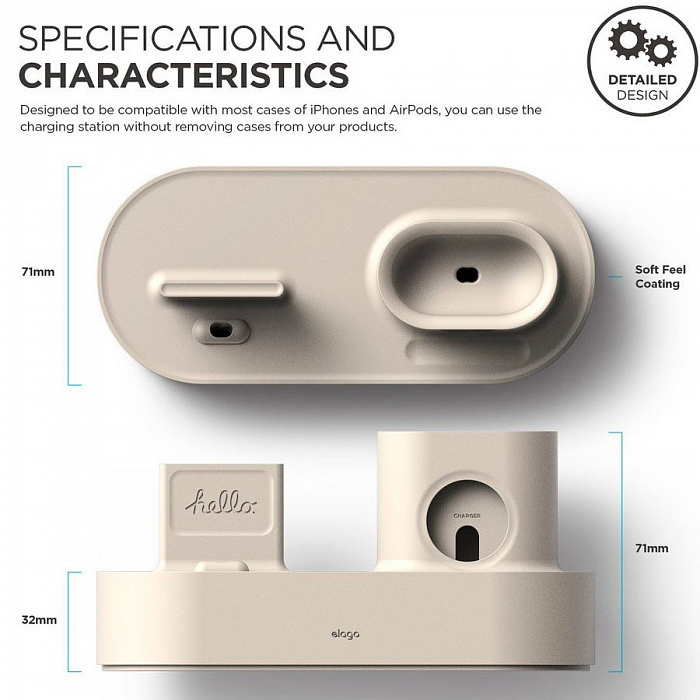 Док-станция Elago Charging Hub 3 in 1 (EST-TRIO-CWH) для устройств Apple (Classic White) купить в интернет-магазине icover