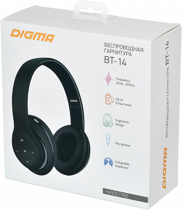 Bluetooth-наушники Digma BT-14 с микрофоном (Black) купить в интернет-магазине icover