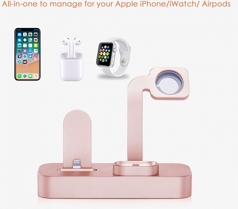 Док-станция COTEetCI Base19 (CS7201-MRG) для Apple Watch/iPhone/AirPods (Rose Gold) купить в интернет-магазине icover