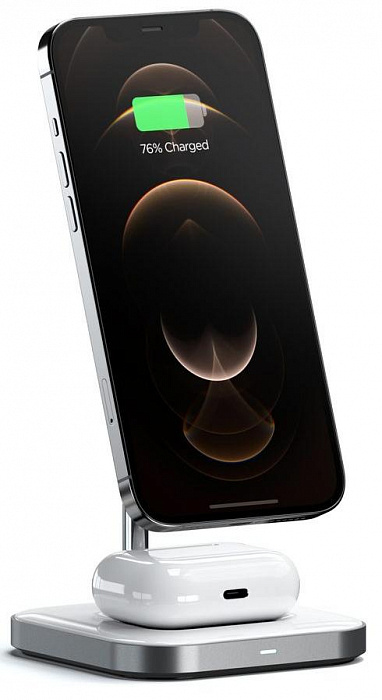 Беспроводное зарядное устройство Satechi Magnetic 2-in-1 Wireless Charging Stand ST-WMCS2M (Space Grey) купить в интернет-магазине icover