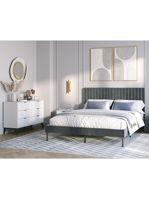 Кровать двуспальная RIDBERG LUGANO 160x200 Велюр NEO 26 (Grey) купить в интернет-магазине icover