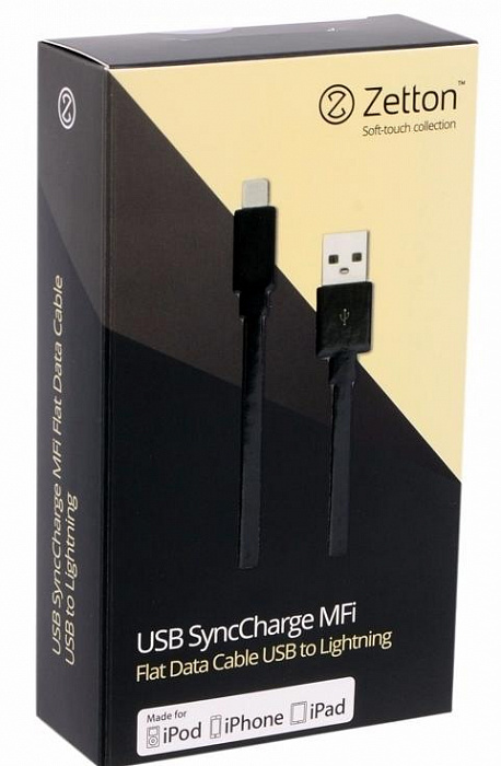 Zetton Soft Touch (ZTUSBMFI2A8) - кабель Apple 8-pin MFi (Black) купить в интернет-магазине icover