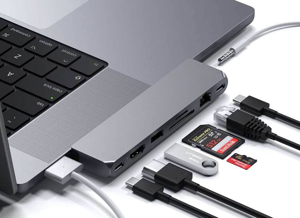 Хаб Satechi USB-C Pro Hub Max ST-UCPHMXS для MacBook Pro 2021 (Space Grey) купить в интернет-магазине icover