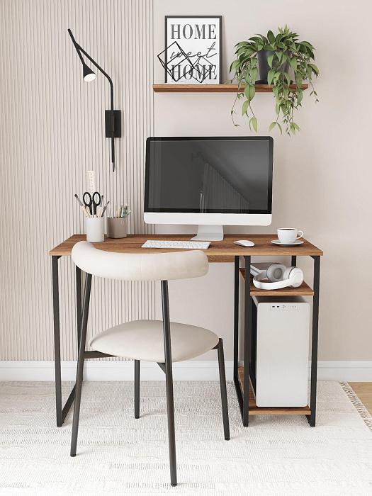 Стол письменный с полкой для ПК RIDBERG GILBERT (Dark Oak/Black) купить в интернет-магазине icover