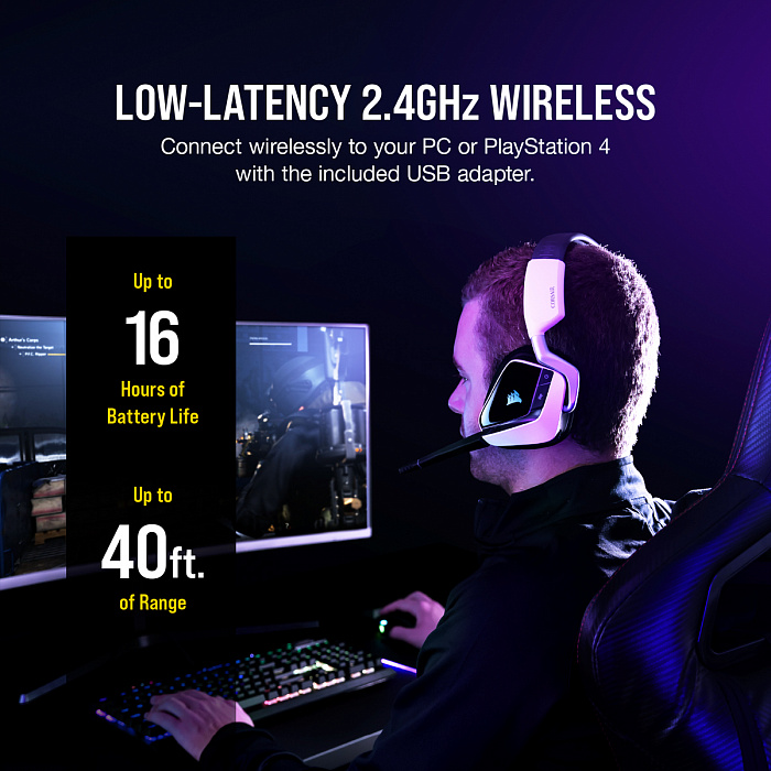 Беспроводная игровая гарнитура Corsair Gaming VOID RGB Elite CA-9011202-EU (White) купить в интернет-магазине icover