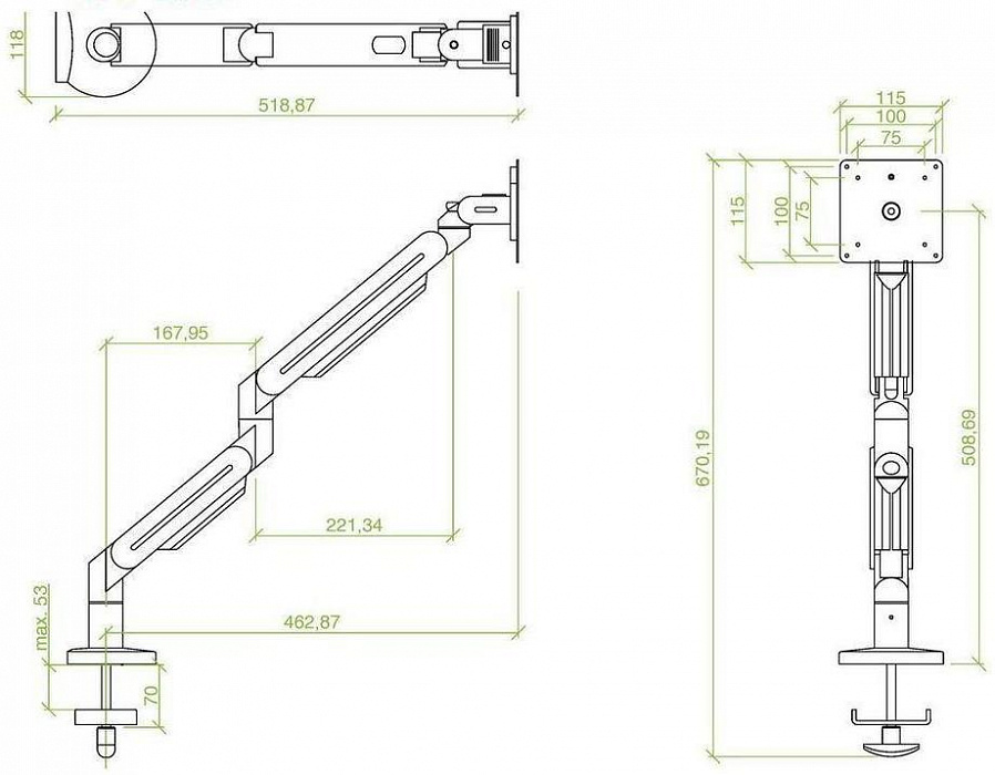 Кронштейн ErgoFount DFS-102G для монитора 27'' (Silver) купить в интернет-магазине icover