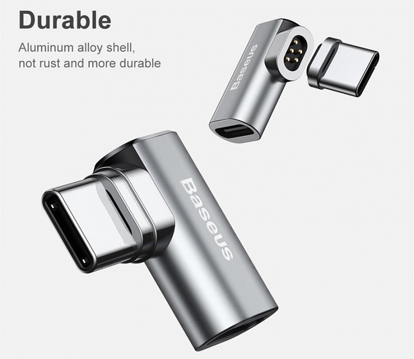 Переходник Baseus Mini Magnetic Type-C Elbow Adapter Converter CATCX-0G (Gray) купить в интернет-магазине icover