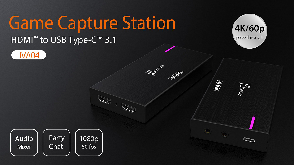 Внешняя карта видеозахвата j5create Game Capture Station HDMI to USB-C (JVA04) купить в интернет-магазине icover