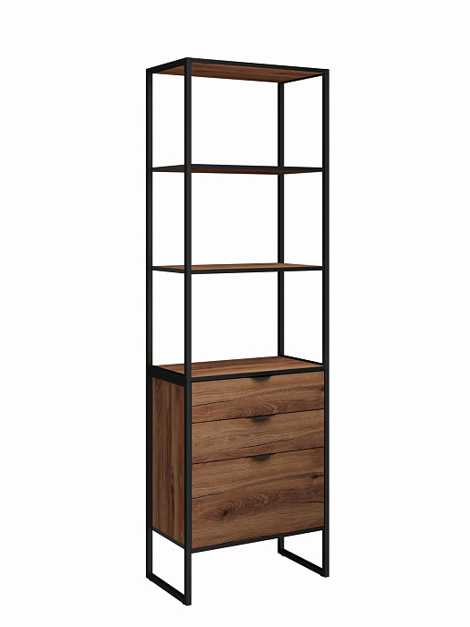 Стеллаж лофт RIDBERG DENVER модуль 2 (Dark Oak/Black) купить в интернет-магазине icover
