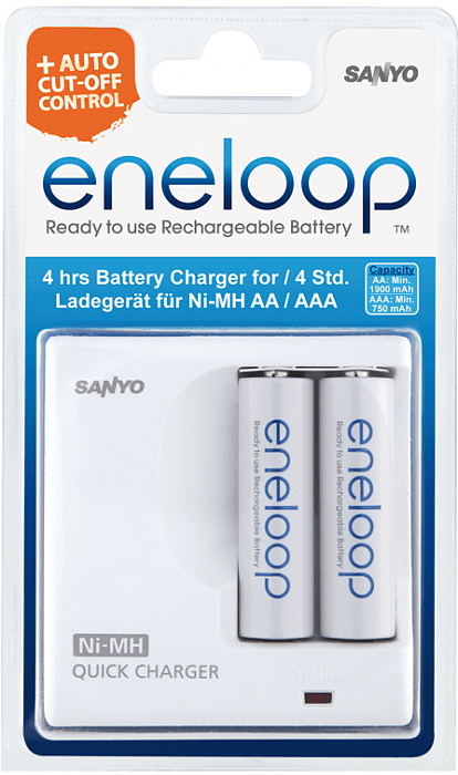 Sanyo Eneloop MDR02-E-2-4UTGB - зарядное устройство + 2 аккумуляторные батареи ААА  купить в интернет-магазине icover