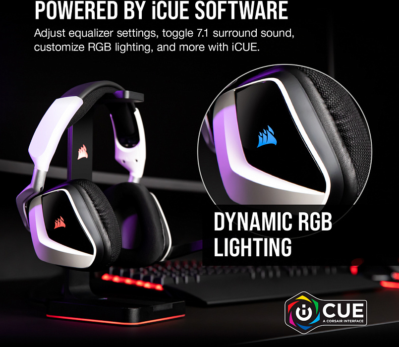 Беспроводная игровая гарнитура Corsair Gaming VOID RGB Elite CA-9011202-EU (White) купить в интернет-магазине icover