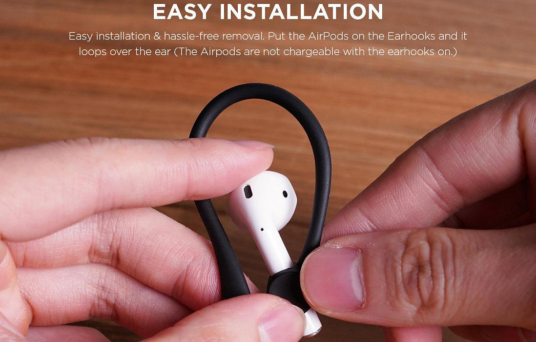Держатель Elago Earhook (EAP-HOOKS) для наушников Apple AirPods (Black) купить в интернет-магазине icover