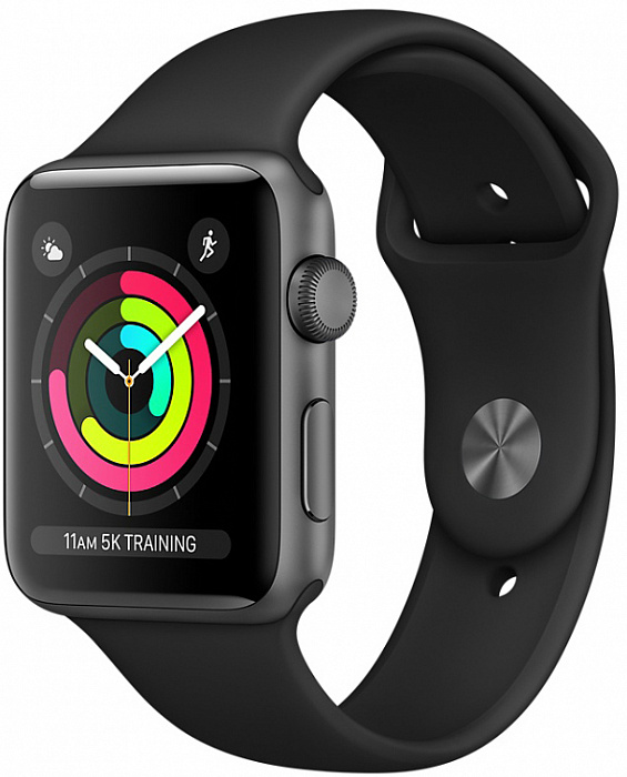 Умные часы Apple Watch Series 3 42 mm (Space Gray Aluminum/Black Sport Band) купить в интернет-магазине icover
