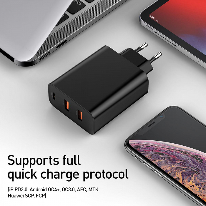 Сетевое зарядное устройство Baseus Speed PPS Quick Charger Type C CCFS-G01 (Black) купить в интернет-магазине icover