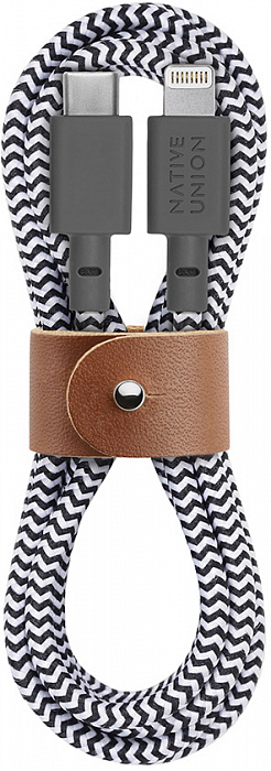 Кабель для iPod, iPhone, iPad Native Union Belt (BELT-KV-CL-ZEB-2) USB-C to Lightning 1.2m (Zebra) купить в интернет-магазине icover