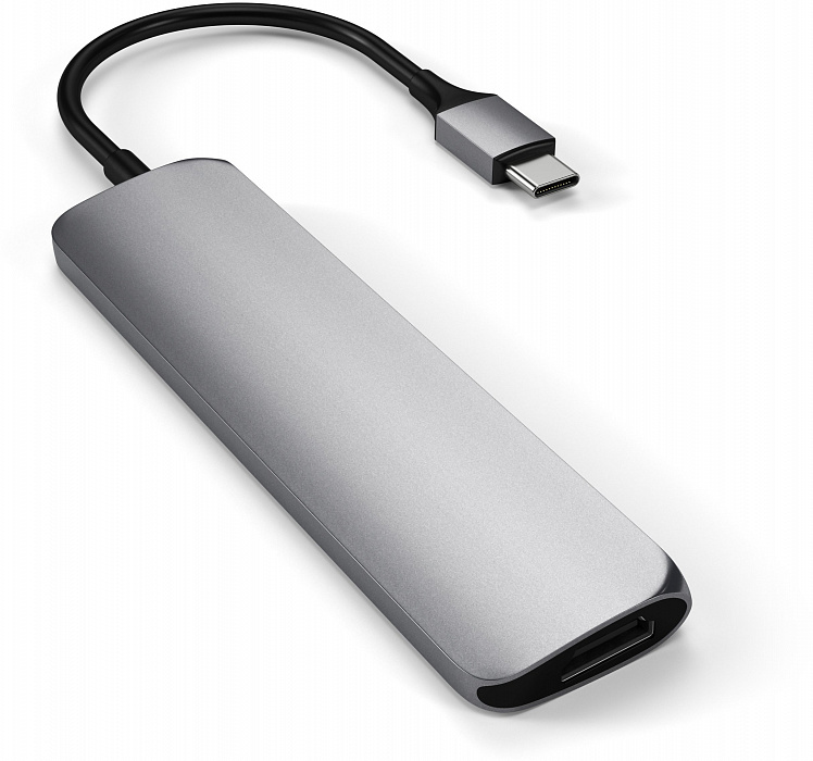 USB-концентратор Satechi Slim Multi-Port V2 (ST-SCMA2M) Type-C 4K (Space Gray) купить в интернет-магазине icover