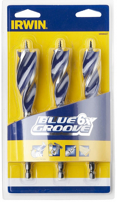 Набор спиральных сверл по дереву Irwin Blue Groove 6Х 3 шт (10506627) купить в интернет-магазине icover